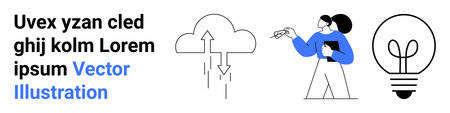 Data transfer, cloud computing, innovation, technology, communication, remote work. A person holding...