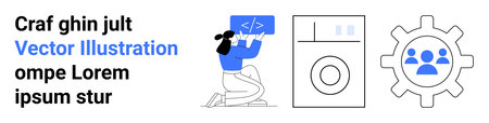 Technology, automation, coding, product design, software development, teamwork. A person with coding...