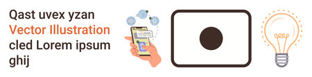 Communication, technology, idea generation, innovation, messaging, digital tools. Smartphone with...