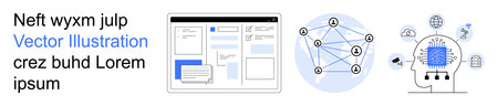 Digital transformation, AI processes, network connectivity, web design, data visualization, system...
