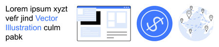 Online transactions, financial technology, global connections, web design, e-commerce, payment...