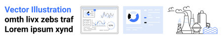 Data analysis, industrial processes, environmental impact, tech visualizations, sustainable...