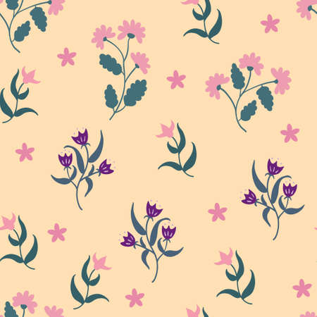 Seamless pattern with cute small flowers. Vector floral illustrationのイラスト素材