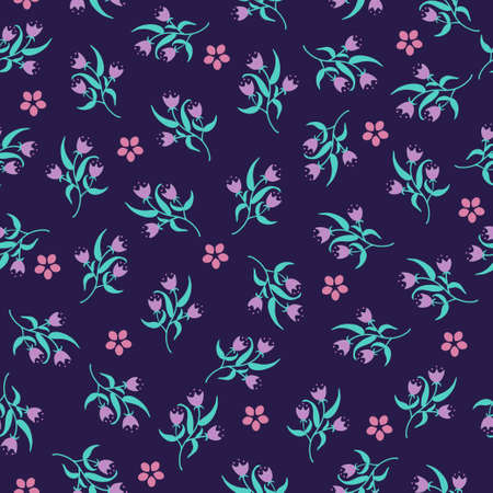 Seamless pattern with cute small flowers. Vector floral illustration.のイラスト素材