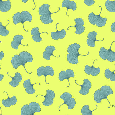 Seamless pattern with ginkgo leaves. Vector illustration