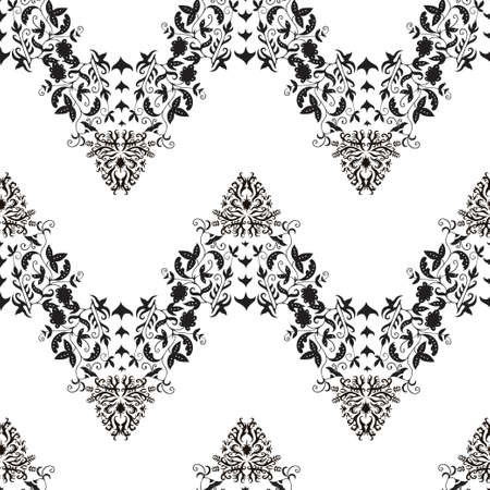 Seamless pattern with floral psychedelic floral and plant elements. Vector original illustrationのイラスト素材