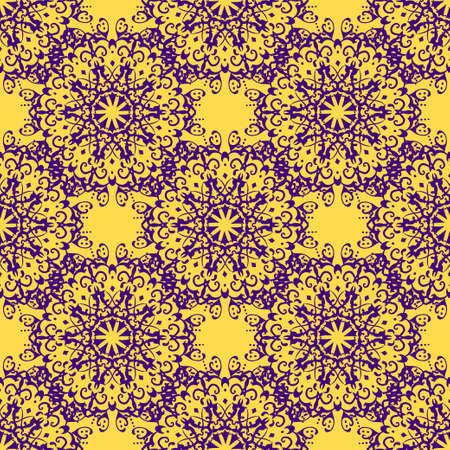 Seamless pattern with floral psychedelic floral and plant elements. Vector original illustrationのイラスト素材