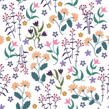 Seamless pattern with cute small flowers. Vector illustrationのイラスト素材