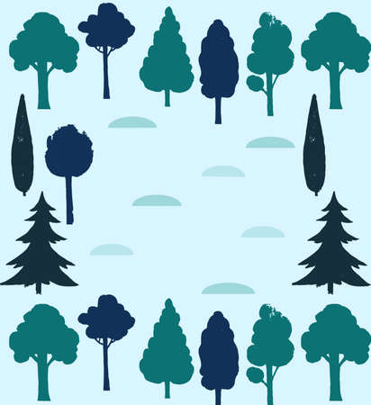Vector background with winter forest elements. . Vector illustrationのイラスト素材