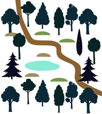 Vector background with winter forest elements. . Vector illustrationのイラスト素材