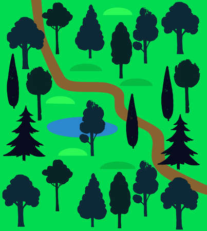 Vector background with summer forest elements. . Vector illustrationのイラスト素材