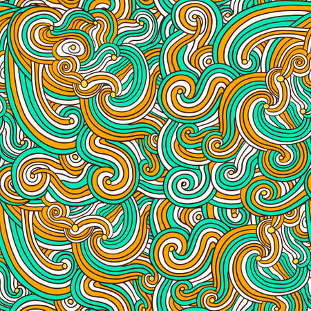 Colorful seamless pattern with curly doodle lines. Vector original illustrationのイラスト素材