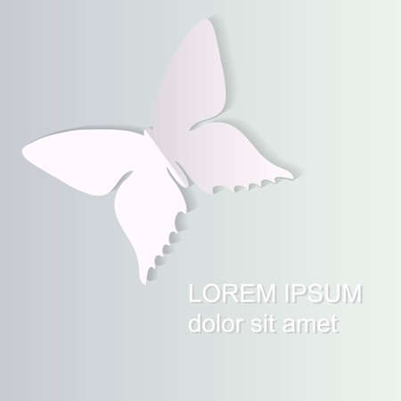 Cute banner in paper cut style with butterflies. Vector original illustrationのイラスト素材