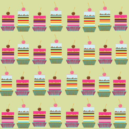 Seamless pattern with sweet cakes. Vector illustration.