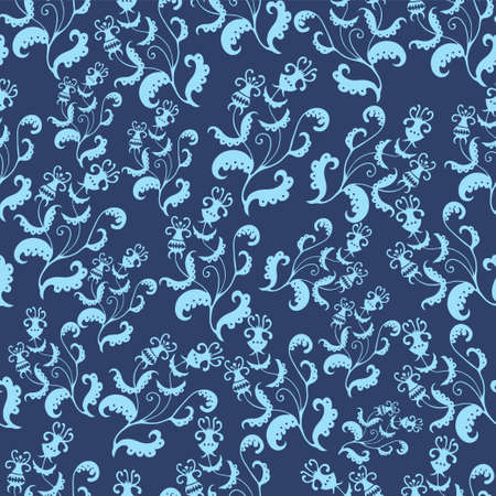 Seamless pattern with plants abstract floral elements . Vector illustrationのイラスト素材