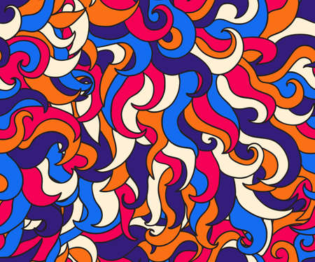 Psychedelic colorful floral seamless pattern. Vector illustrationのイラスト素材