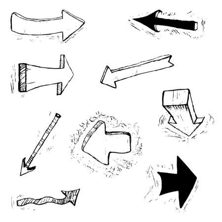 Big hand drawn arrow set. Vector illustrationのイラスト素材