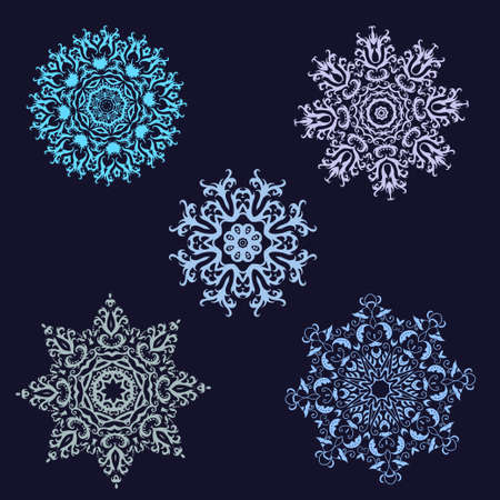 Cute whimsical snowflake isolated on background. Vector illustrationのイラスト素材