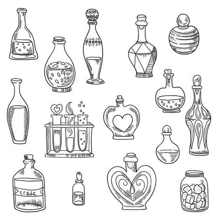 Set of cute elegance cosmetic bottles . Vector illustrationのイラスト素材