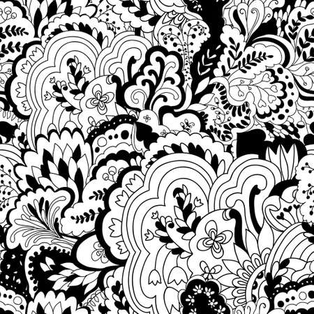 Organic seamless pattern with original plant elements. Floral seamless background. Vector illustrationのイラスト素材