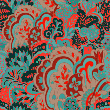 Organic seamless pattern with original plant elements. Floral seamless background. Vector illustrationのイラスト素材