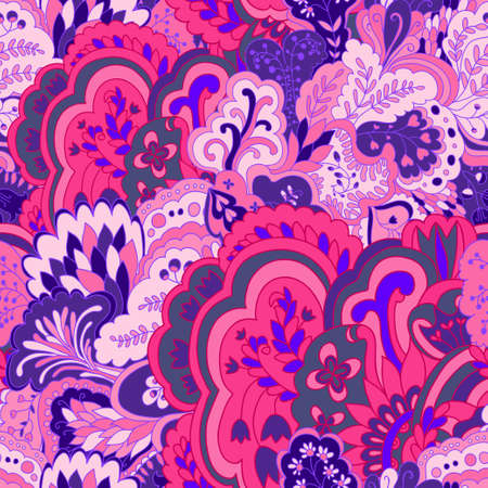 Organic seamless pattern with original plant elements. Floral seamless background. Vector illustrationのイラスト素材