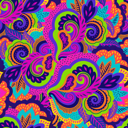 Funky colorful seamless psychedelic texture for decoration and design. Vector illustrationのイラスト素材