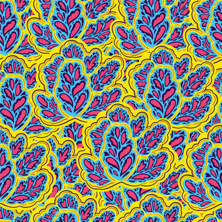 Elegance seamless pattern with plant organic psychedelic structures and elements. Vector illustrationのイラスト素材