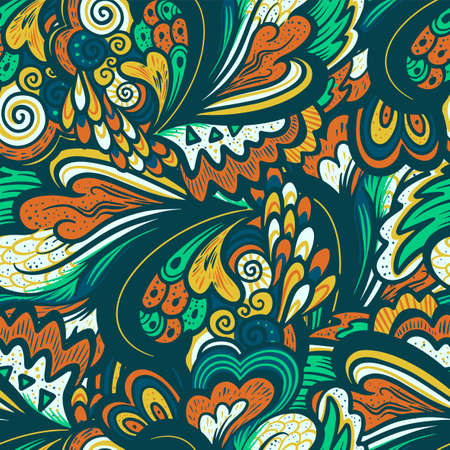 Colorful seamless pattern with ornate nature elements. Vector illustrationの写真素材