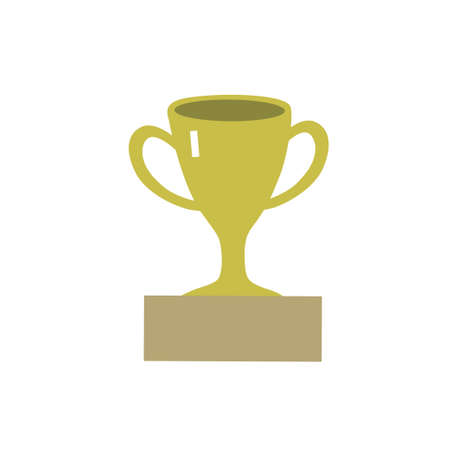 Golden winner cup in doodle hand drawn cartoon style isolated on white background. Vector illustrationのイラスト素材