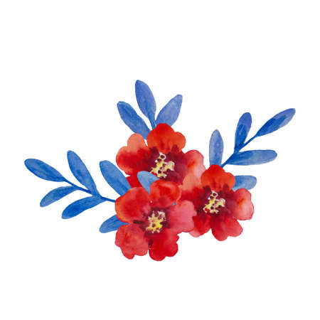 Original watercolor composition of garnet flowers and pomegranate fruits for decor, wedding invitations, birthday cards. High quality illustrationの写真素材