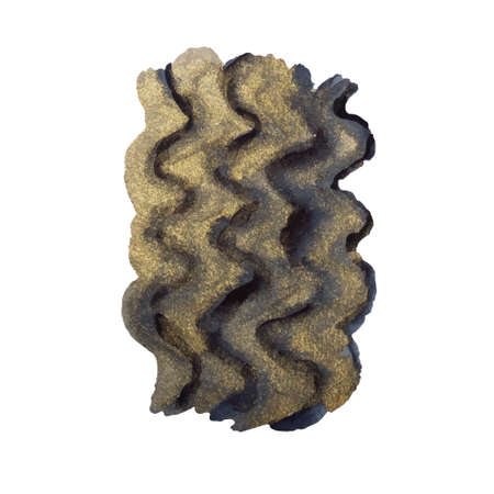 Golden add indigo watercolor abstract shape isolated on white background. Vector illustrationのイラスト素材