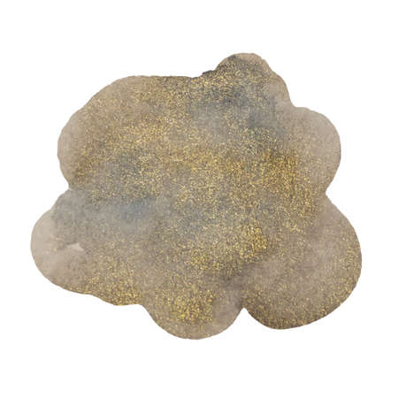 Golden add indigo watercolor abstract shape isolated on white background. Vector illustrationの写真素材