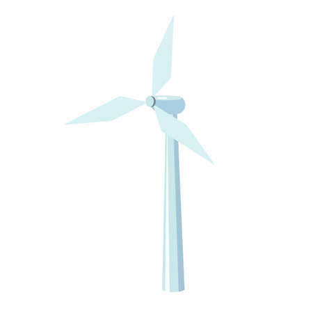 Wind turbines. Renewable electro energy sources. Wind power station isolated on white background. Eco energy industrial concept. Vector illustrationのイラスト素材