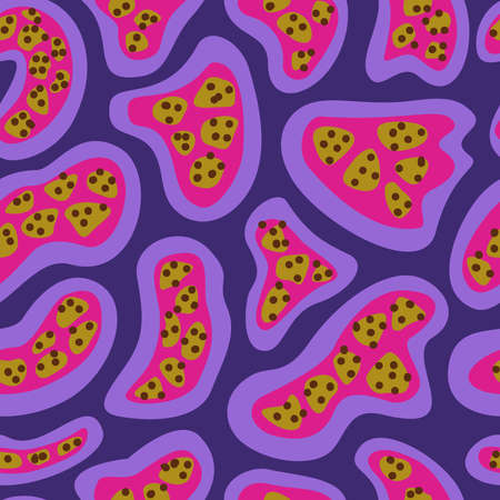 Vector seamless pattern with freehand drawn abstract shapes and circles. Illustration for decor and design.のイラスト素材