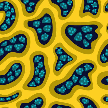 Vector seamless pattern with freehand drawn abstract shapes and circles. Illustration for decor and design.のイラスト素材