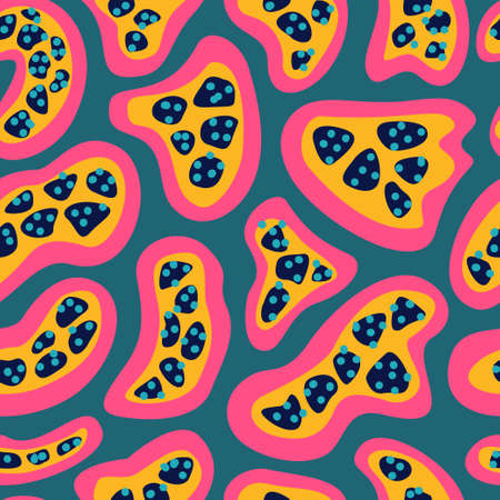 Vector seamless pattern with freehand drawn abstract shapes and circles. Illustration for decor and design.のイラスト素材