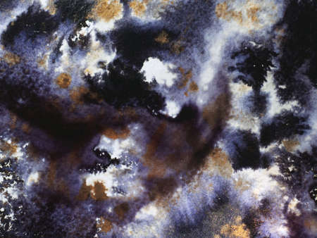 Black and gold abstract liquid ink texture with glittering sparkles, decorative background for design. High quality hand painted texture.の写真素材