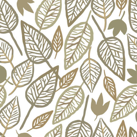 Seamless pattern with skeleton autumn leaves. Vector hand drawn illustration for design and decor.のイラスト素材