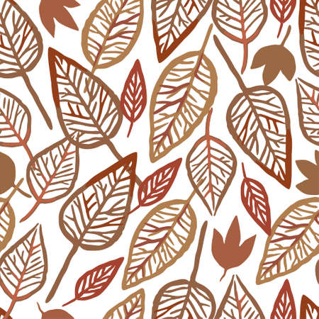 Seamless pattern with skeleton autumn leaves. Vector hand drawn illustration for design and decor.のイラスト素材