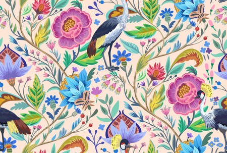 Vintage floral ornamental pattern in victorian style for decor, wallpaper, fabric design. Original vector illustrationのイラスト素材