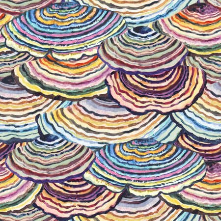 Colorful seamless pattern with abstract tree mushrooms. Psyhedelic original texture for design and decor.の写真素材