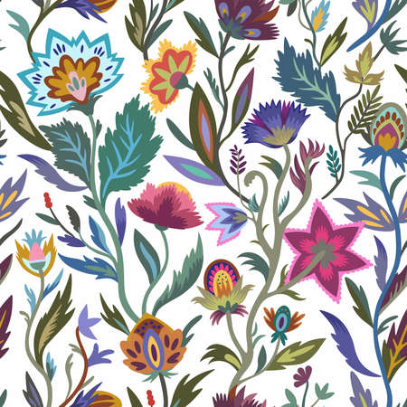 Vintage floral ornamental pattern in victorian style for decor, wallpaper, fabric design. Pastel gentle whimsical ornament. Original vector illustrationのイラスト素材