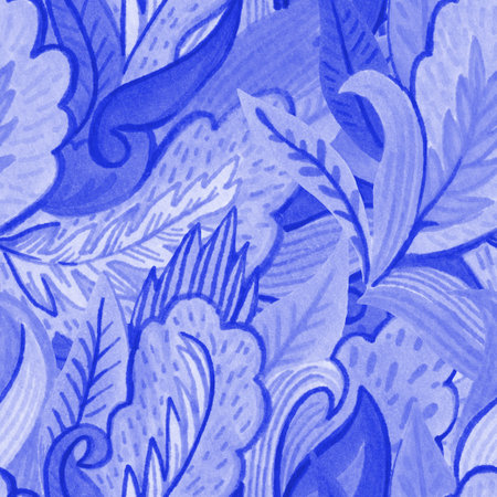 Psychedelic ornamental pattern. Watercolor hand drawn texture with floral and botanical ornate shapes and motifs for design and textile.の写真素材