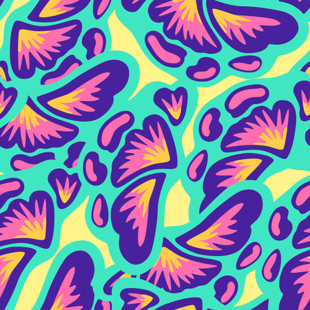 Colorful ornamental psychedelic pattern. Funky texture with colorful abstract organic shapes. Vector illustrationのイラスト素材