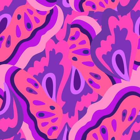 Colorful ornamental psychedelic pattern. Funky texture with colorful abstract organic shapes. Vector illustration.のイラスト素材
