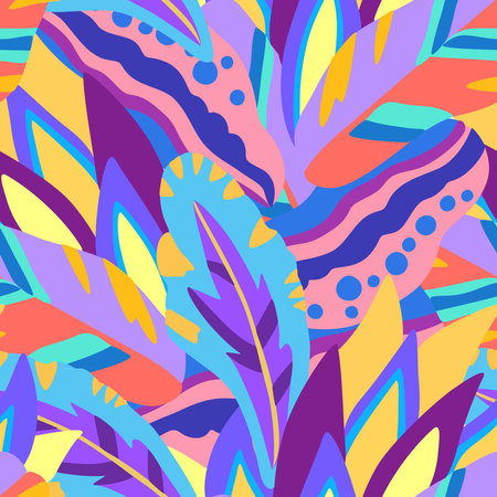 Colorful ornamental psychedelic pattern. Funky texture with colorful abstract organic shapes. Vector illustration.のイラスト素材