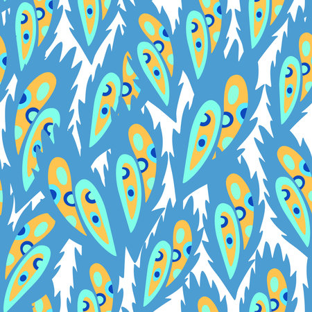 Colorful ornamental psychedelic pattern. Funky texture with colorful abstract organic shapes. Vector illustration.のイラスト素材