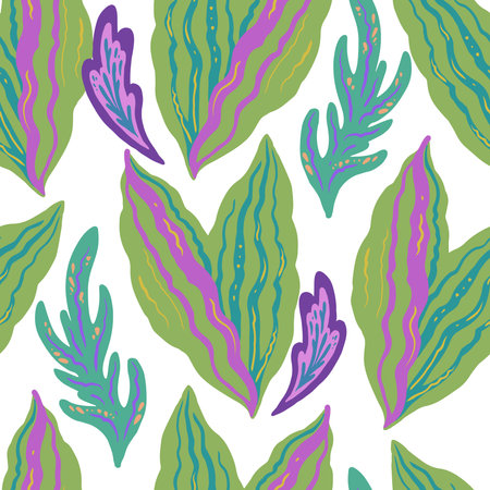 Colorful hand drawn ornamental psychedelic pattern. Funky texture with colorful abstract organic shapes.のイラスト素材