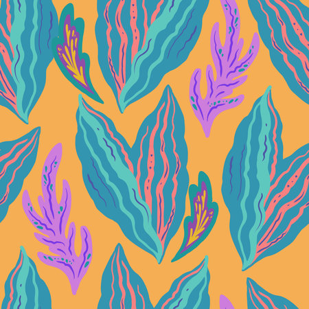 Colorful hand drawn ornamental psychedelic pattern. Funky texture with colorful abstract organic shapes.のイラスト素材